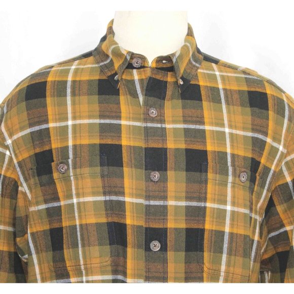 Duluth Trading Co. Free Swingin’ Yellow L/S Flannel Shirt Mens Size Large Tall - Picture 2 of 4